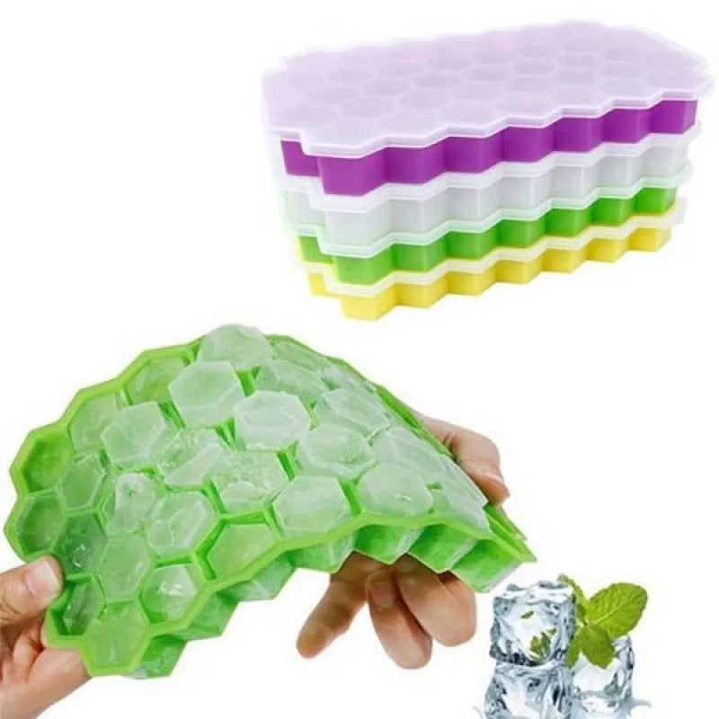 Silicone Ice Cube Trays  with Lids | Multicolor Honeycomb Ice Mold