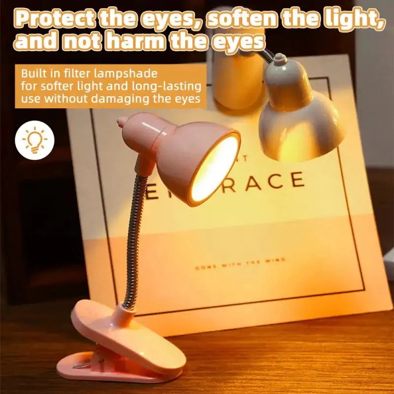 Clip on LED book reading lamp eye protection flexible portable light for study desk night reading Aalaa Shop