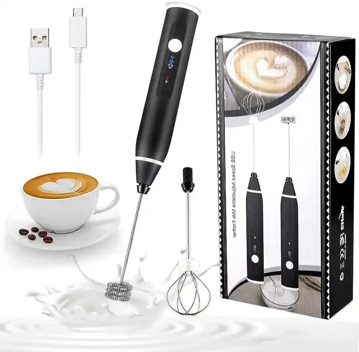 Pack of 2 rechargeable electric coffee mixer 3 speed handheld milk frother for latte cappuccino kitchen use Aalaa Shop