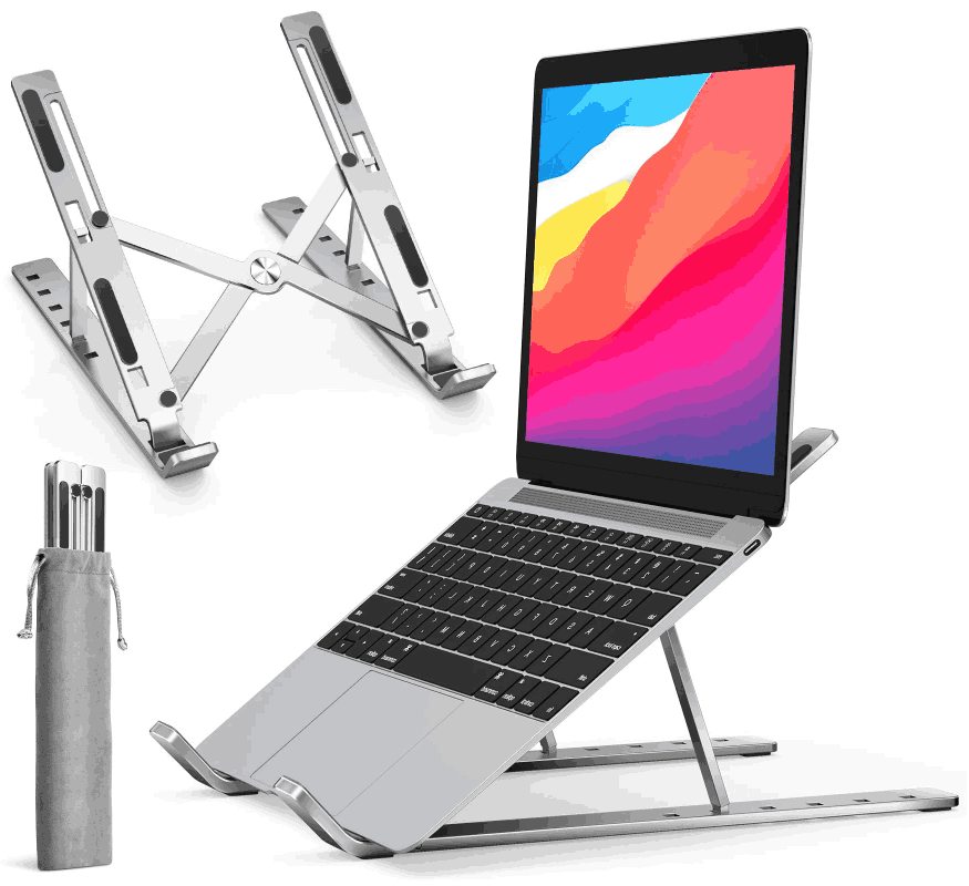 Foldable aluminum laptop stand adjustable height ergonomic portable laptop holder for desk office travel MacBook cooling stand Aalaa Shop