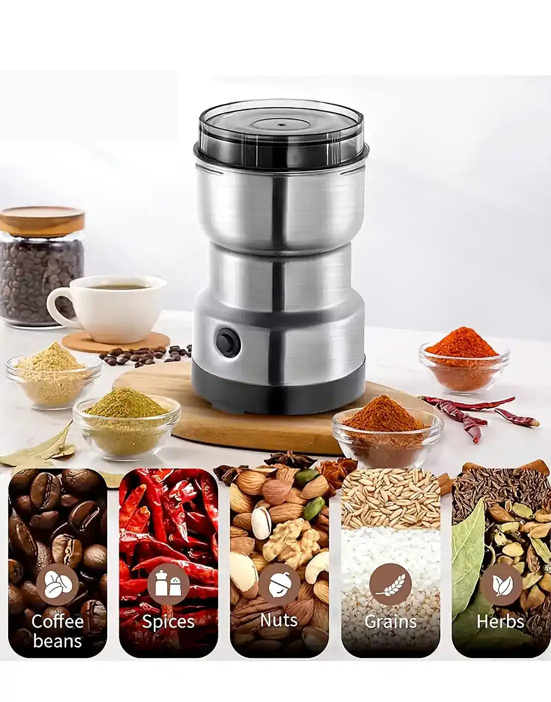 RAF R-7113 electric coffee and spice grinder stainless steel blade grinder for coffee beans spices herbs kitchen appliance Aalaa Shop