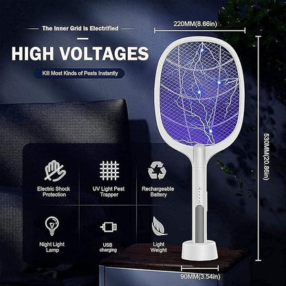 Rechargeable mosquito zapper racket UV light electric insect killer portable bug zapper for home outdoor camping Aalaa Shop