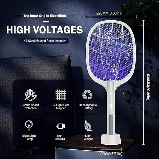 Rechargeable mosquito zapper racket UV light electric insect killer portable bug zapper for home outdoor camping Aalaa Shop