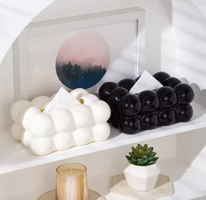 Bubble Bow Tissue Box Black | Cute Cloud Tissue Holder