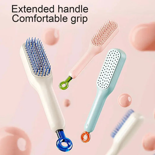 telescopic self cleaning hair brush anti static detangling brush for smooth hair scalp massage hair care tool Aalaa Shop