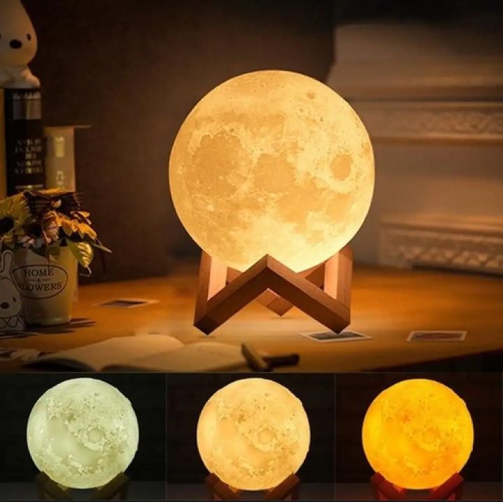 USB moon lamp 7 color LED night light decorative bedside lamp for bedroom kids room aesthetic lighting Aalaa Shop