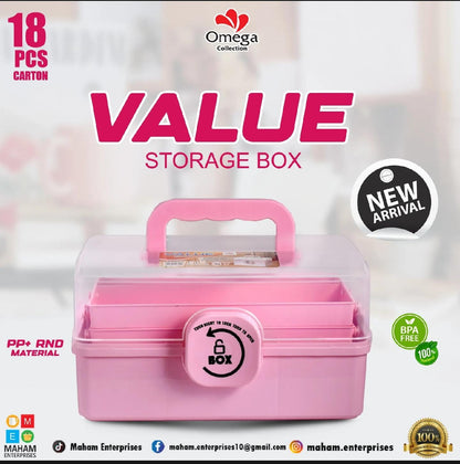 3-layer storage organizer box with compartments multi-purpose home storage for clothes cosmetics accessories Aalaa Shop