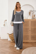 Women 2 Piece Loungewear Set Pink & Grey Pajama Outfit
