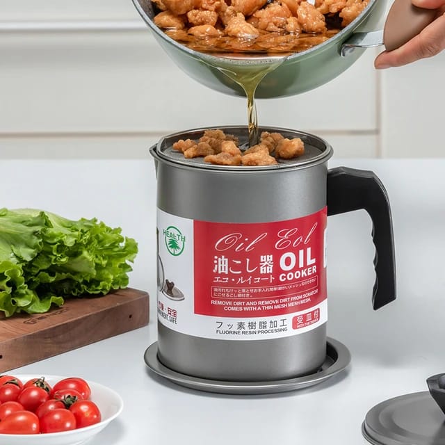 Stainless Steel Oil Filter & Strainer Pot - 1.4L