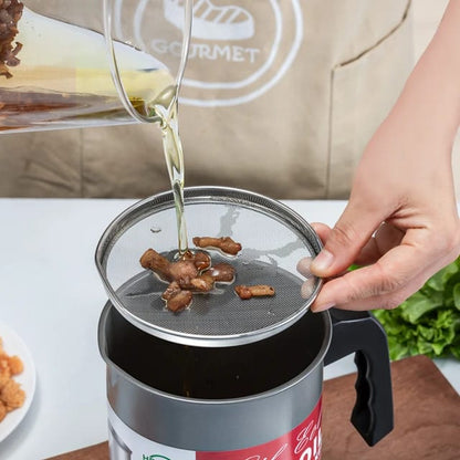 Stainless Steel Oil Filter & Strainer Pot - 1.4L