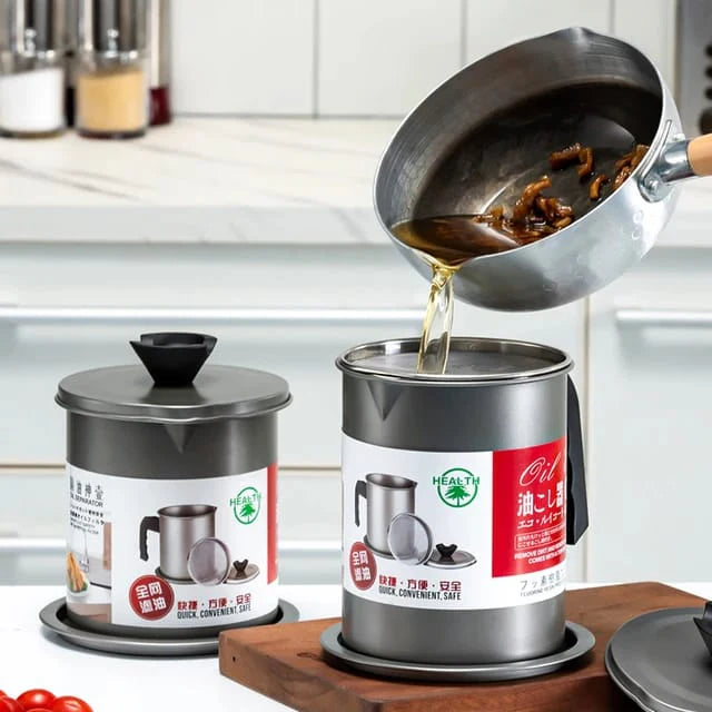 Stainless Steel Oil Filter & Strainer Pot - 1.4L