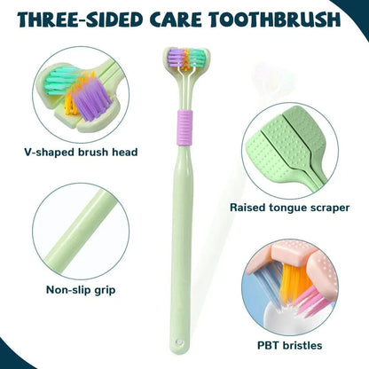 Soft Bristle 3 Sided Toothbrush, Oral Care Safety Toothbrush, Deep Cleaning Baby Toothbrush
