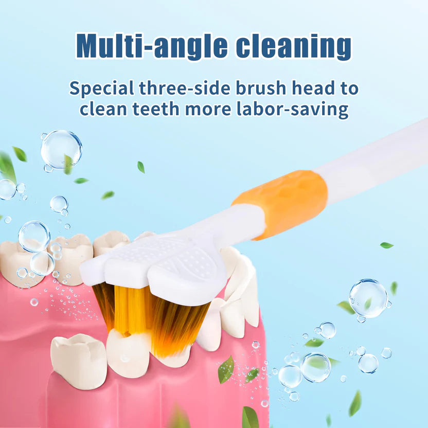 Soft Bristle 3 Sided Toothbrush, Oral Care Safety Toothbrush, Deep Cleaning Baby Toothbrush