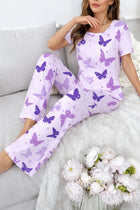 purple butterfly night suit women pajama set Gharsaman