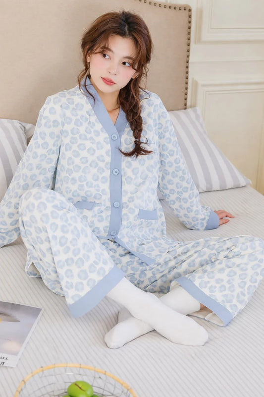 cheetah print button night suit women pajama set soft comfortable sleepwear ladies loungewear two piece printed nightwear Gharsaman