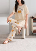 Off White Expectation Print Night Suit Women Pajama Set