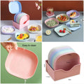10-Piece Dinner Plate Set with Storage Holder | Modern Plastic Plates for Home & Kitchen