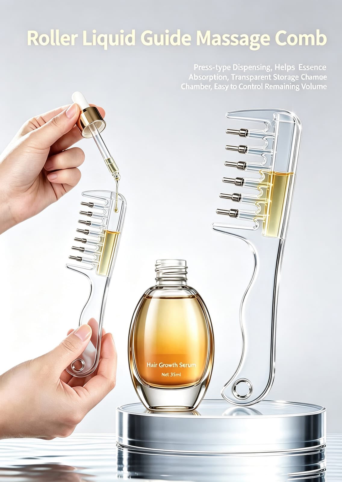 Transparent Scalp Massager Comb with Liquid Tank – Precision Hair Treatment Applicator