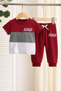 Maroon Grey White Multi KING Printed Kids Suit Set