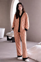 orange black lining button night suit women pajama set comfortable sleepwear ladies loungewear two piece nightwear Gharsaman