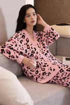 baby pink cheetah print night suit women pajama set soft comfortable sleepwear ladies loungewear two piece nightwear Gharsaman