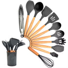 12-Piece Silicone Kitchen Utensil Set with Wooden Handles | Heat-Resistant Non-Stick Cooking Tools