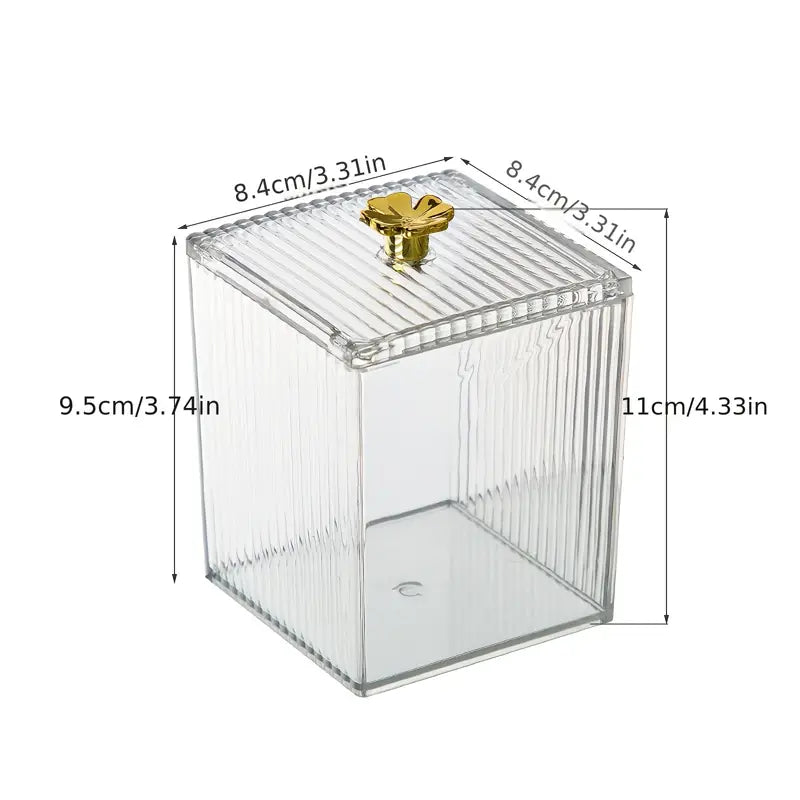 Acrylic Cotton Pad & Swab Storage Box with Lid