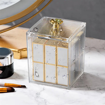 Acrylic Cotton Pad & Swab Storage Box with Lid