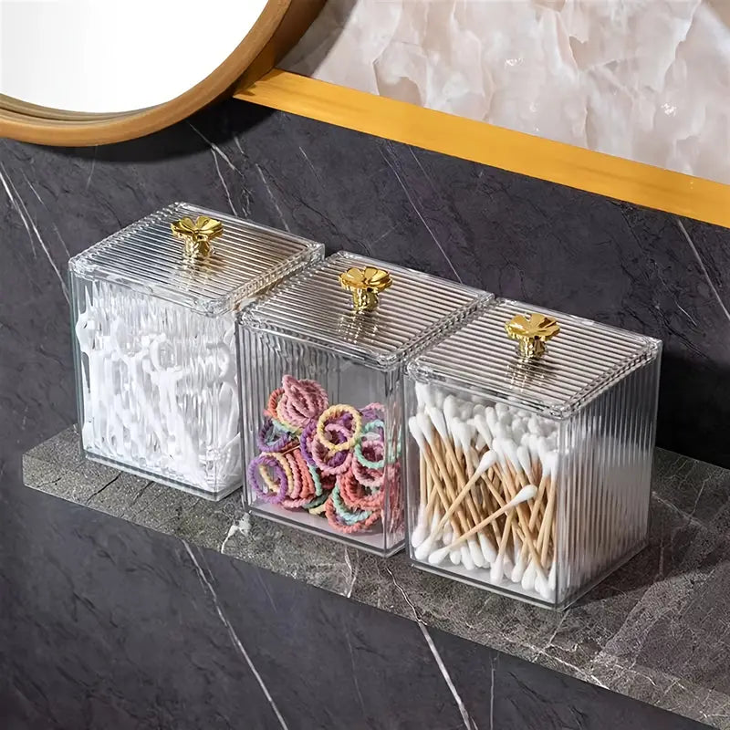 Acrylic Cotton Pad & Swab Storage Box with Lid