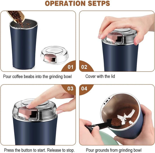 Electric Coffee & Spice Grinder | 200W Stainless Steel Household Grinding Machine