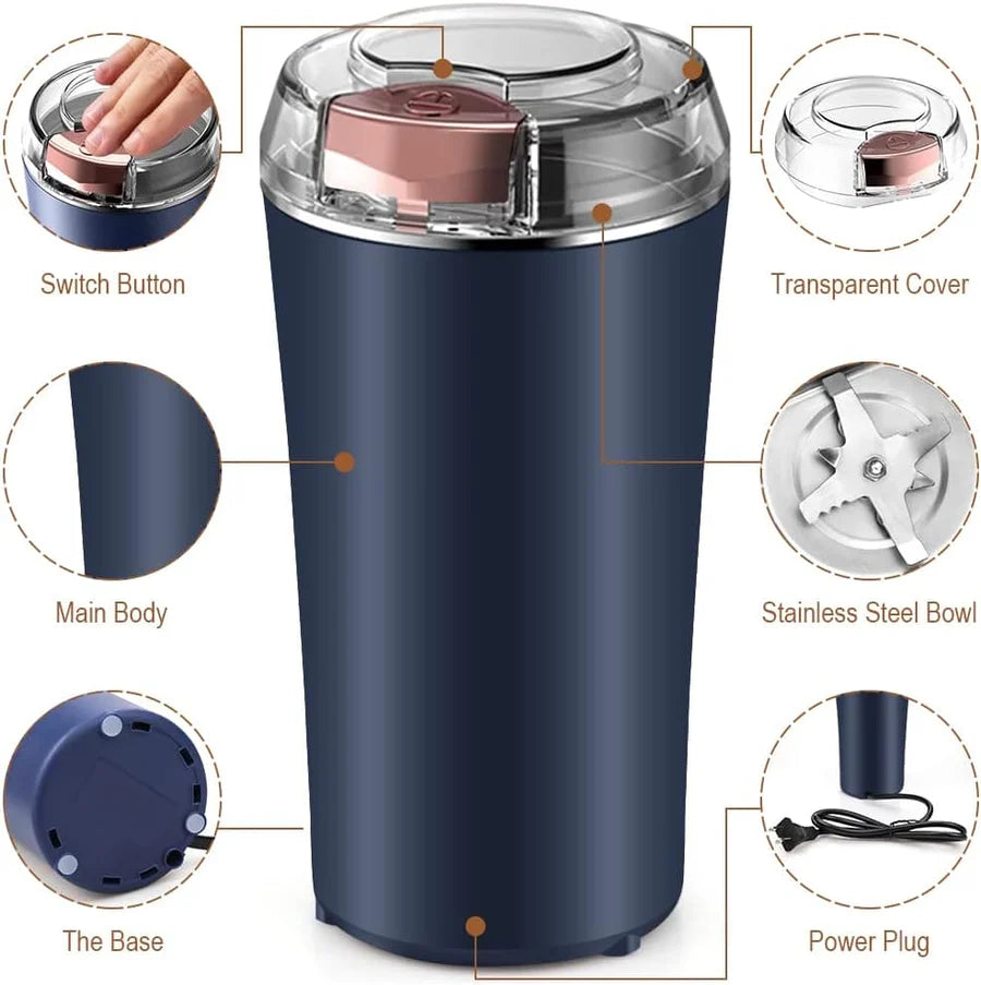 Electric Coffee & Spice Grinder | 200W Stainless Steel Household Grinding Machine