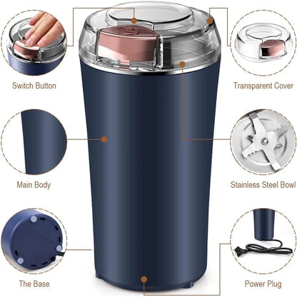 Electric Coffee & Spice Grinder | 200W Stainless Steel Household Grinding Machine