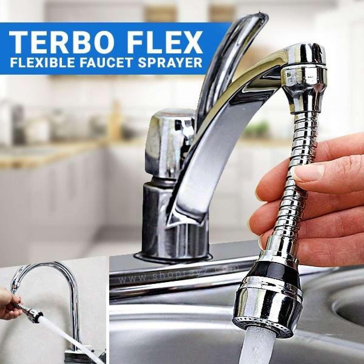 Turbo Flex 360 Flexible Faucet Sprayer | Swivel Sink Tap Extender for Kitchen &amp; Bathroom