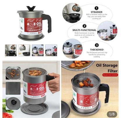 Stainless Steel Oil Filter & Strainer Pot - 1.4L