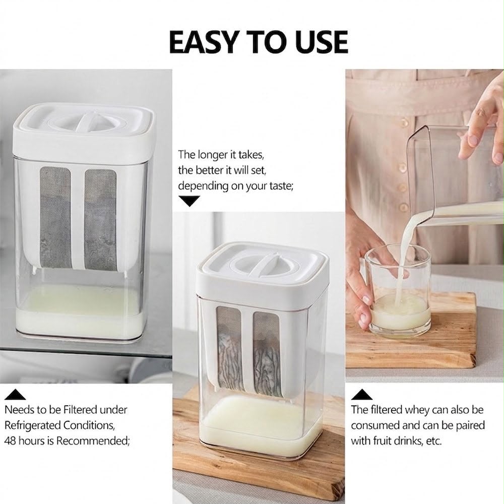 Premium Greek Yogurt Strainer Container | Whey Separator 1100ml