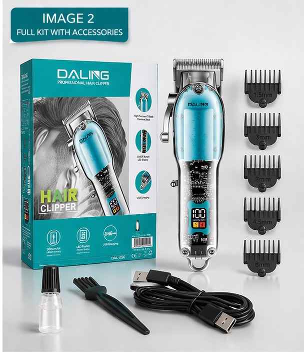 daling transparent cordless hair trimmer rechargeable beard shaver hair cutting machine precision grooming tool Aalaa Shop
