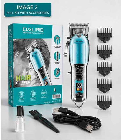 daling transparent cordless hair trimmer rechargeable beard shaver hair cutting machine precision grooming tool Aalaa Shop