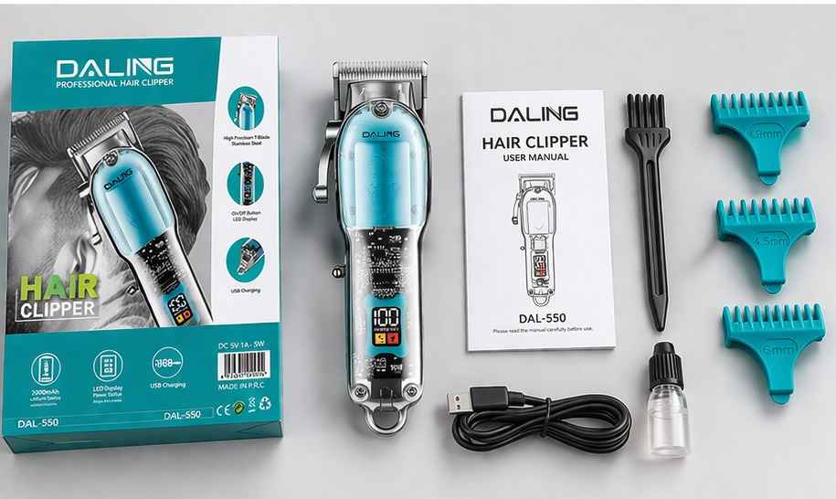 daling transparent cordless hair trimmer rechargeable beard shaver hair cutting machine precision grooming tool Aalaa Shop