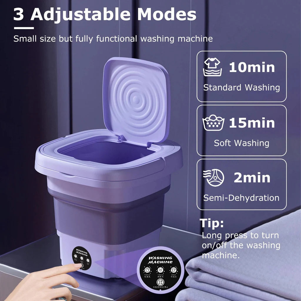 Foldable Portable Washing Machine | Mini USB Washer with Spin Basket 8ltr