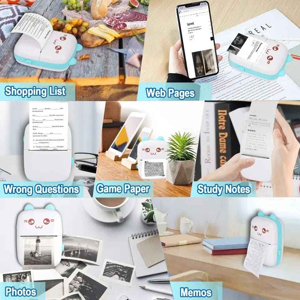 Meow pocket mini wireless thermal printer Android iOS Bluetooth portable inkless photo and label printer Aalaa Shop